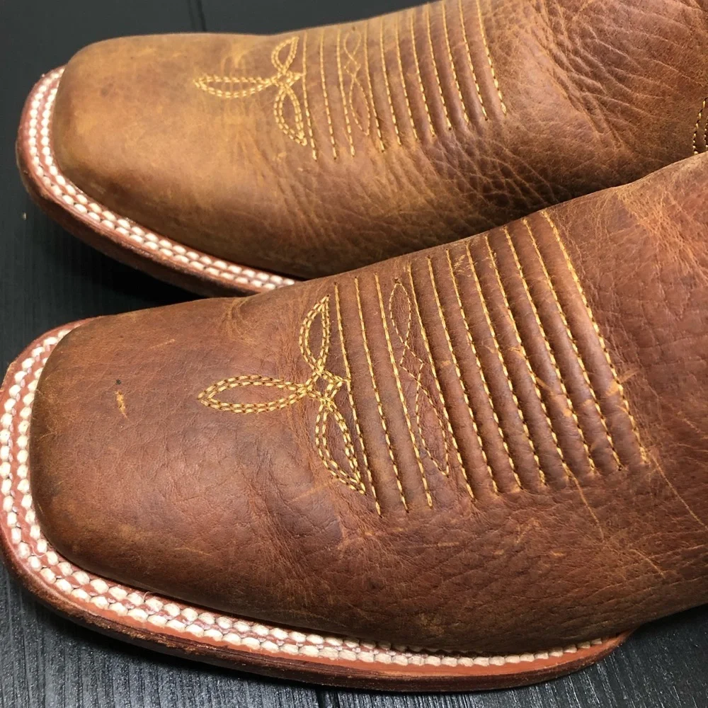Besserro Brown Nubuck Leather Square-Toe Ankle Boots 38
